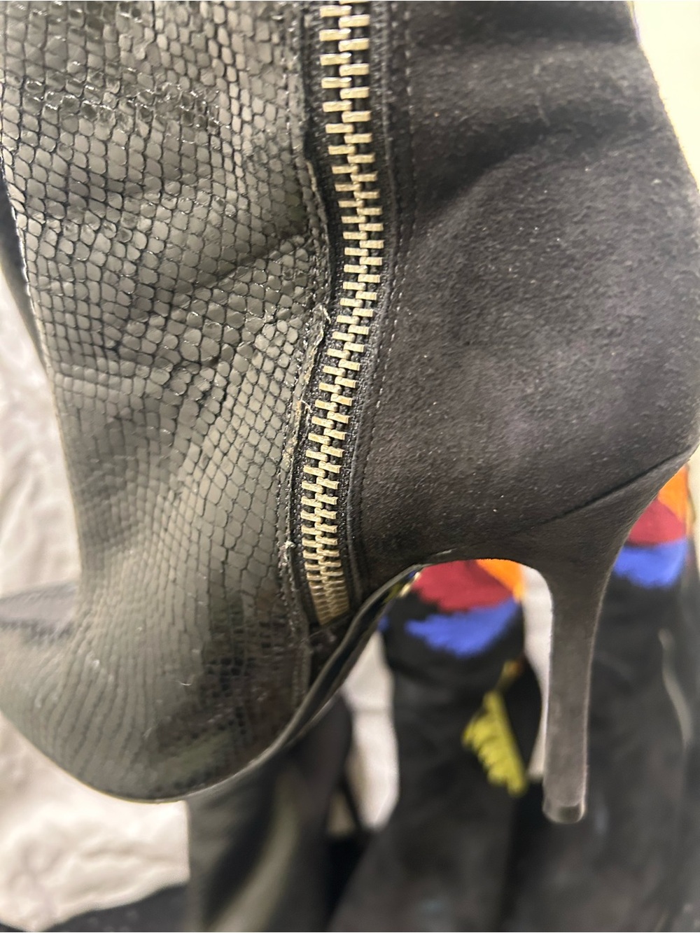 2 Pairs Alice & Olivia Tall Boots- Black/Multi-Color - Picture 5 of 8